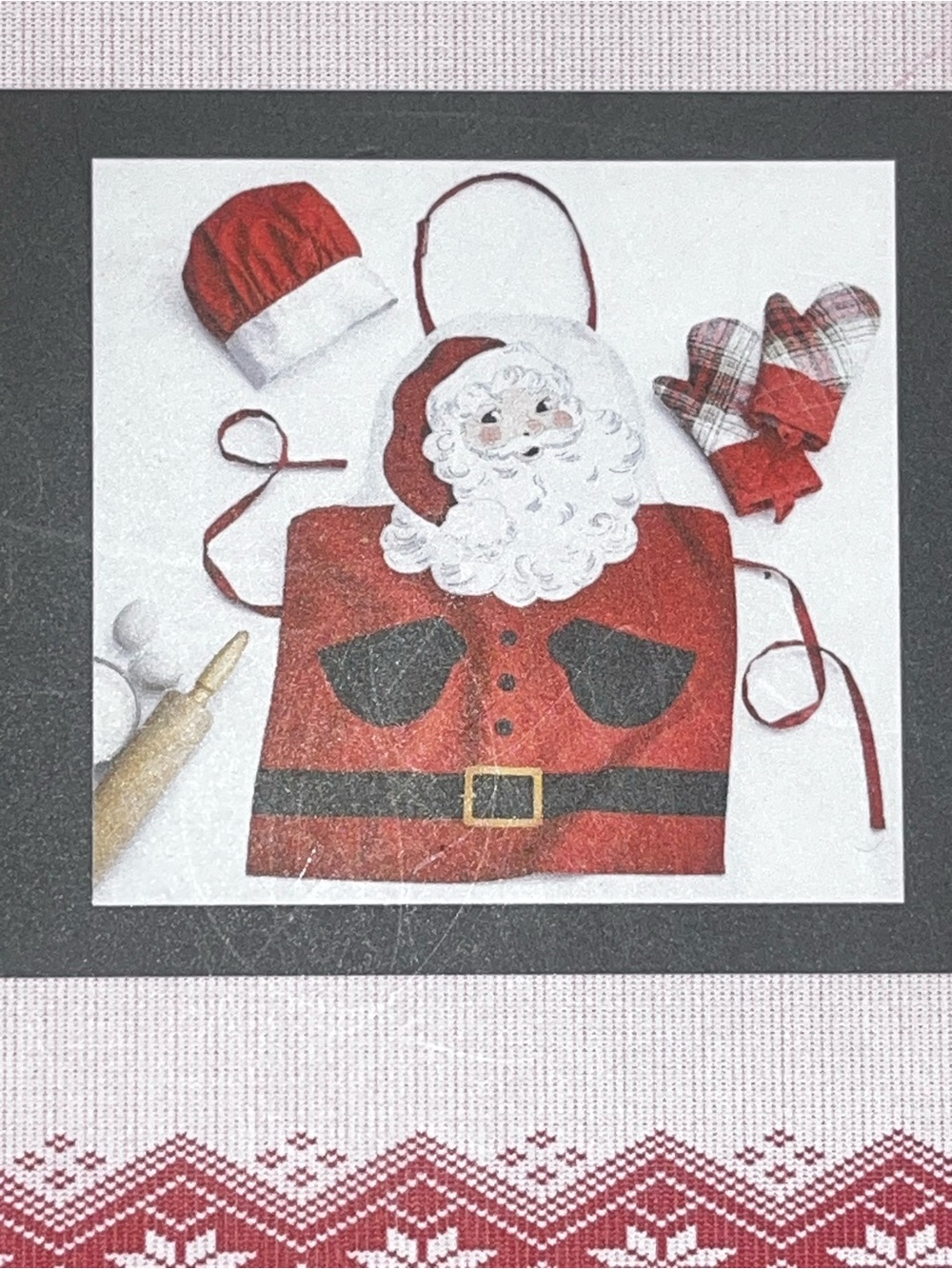 The Holiday Collection Kids Santa Chef Apron with Hat and Oven Mitts Red White - Picture 12 of 12